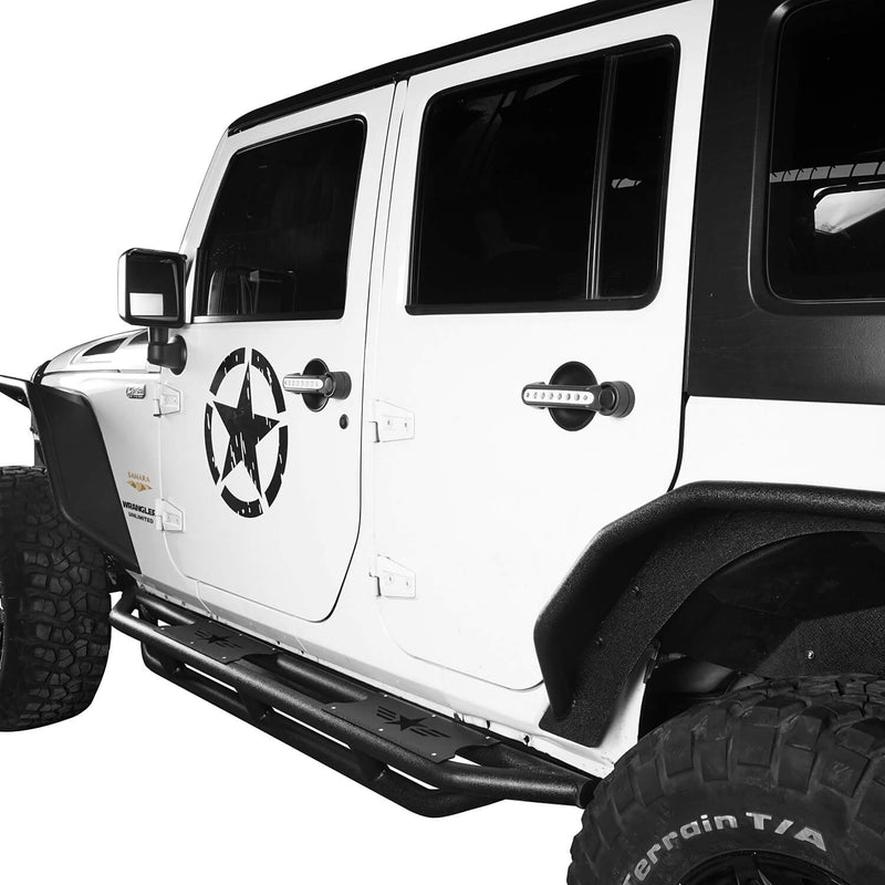 Load image into Gallery viewer, Hooke Road Jeep JK Running Boards and Tubular Half Doors Combo for Jeep Wrangler JK 2007-2018 BXG106136 Jeep JK Side Steps Jeep Tube Doors Jeep Half Doors 7
