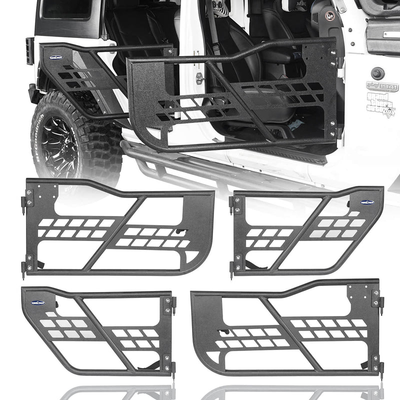 Load image into Gallery viewer, Hooke Road Jeep JK Running Boards and Tubular Half Doors Combo for Jeep Wrangler JK 2007-2018 BXG106136 Jeep JK Side Steps Jeep Tube Doors Jeep Half Doors 9