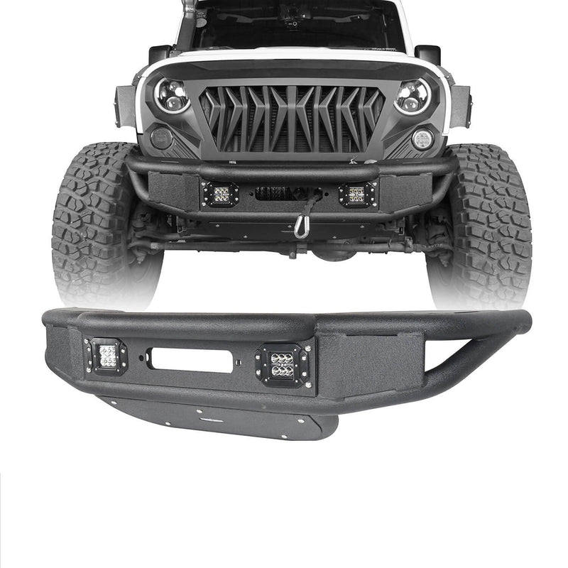 Load image into Gallery viewer, Hooke Road Jeep JK Stubby Front Bumper w/Winch Plate for 2007-2018 Jeep Wrangler JK BXG132 u-Box Offroad 2