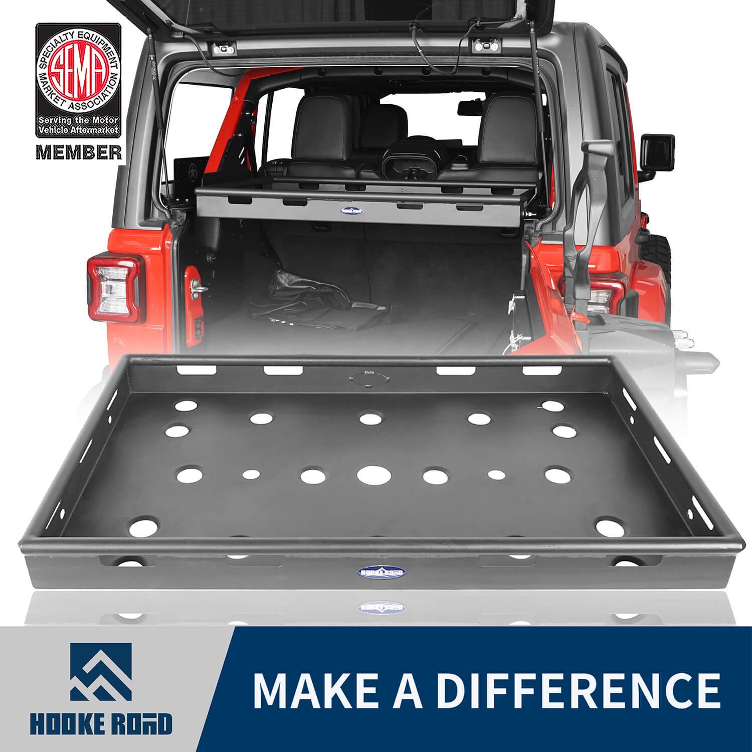 HookeRoad Interior Cargo Rack for 2018-2023 Jeep JL Wrangler 4 Doors  Hardtop & Sky One-Touch Power Top