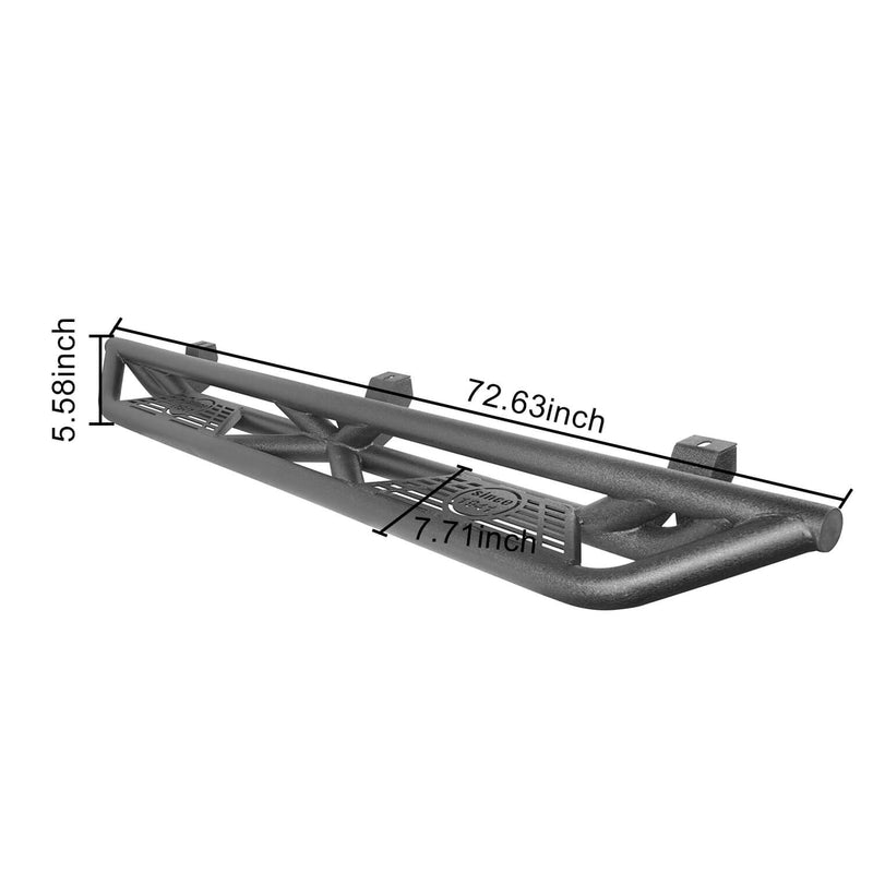 Load image into Gallery viewer, Hooke Road Jeep JL Side Steps 4-Door Running Boards Nerf Bars Rock Rails with Steps Rock Sliders for Jeep Wrangler JL BXG3006 18