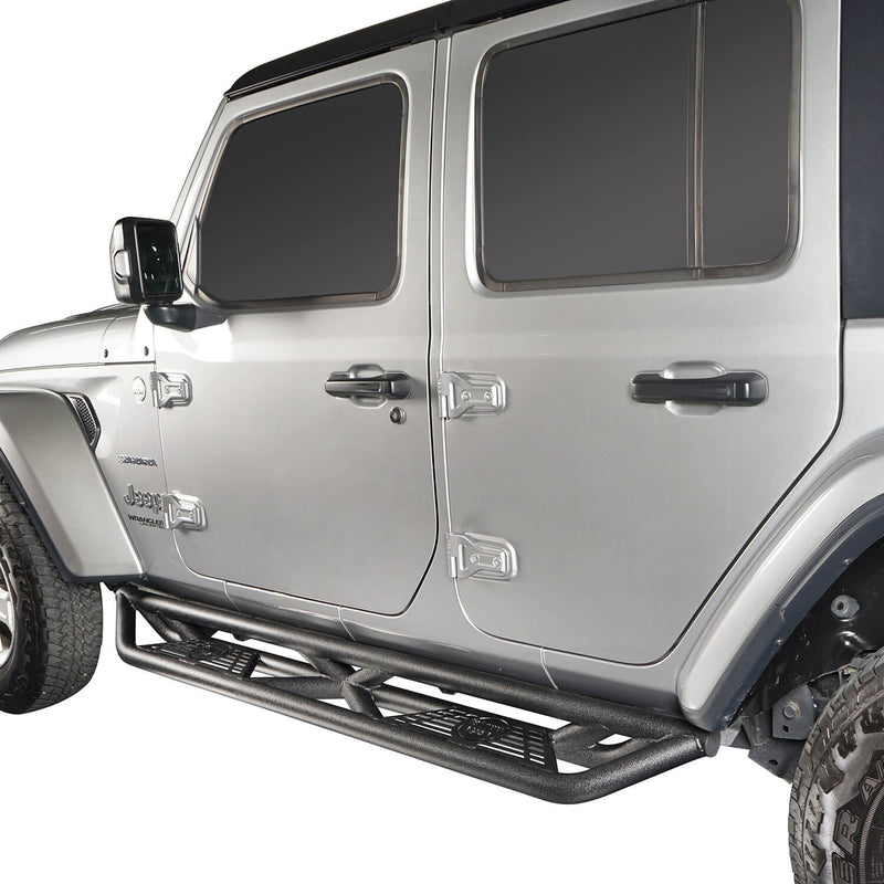 Load image into Gallery viewer, Hooke Road Tube Side Steps Running Boards w/"SINCE 1941" Logo(18-25 Jeep Wrangler JL 4 Door)