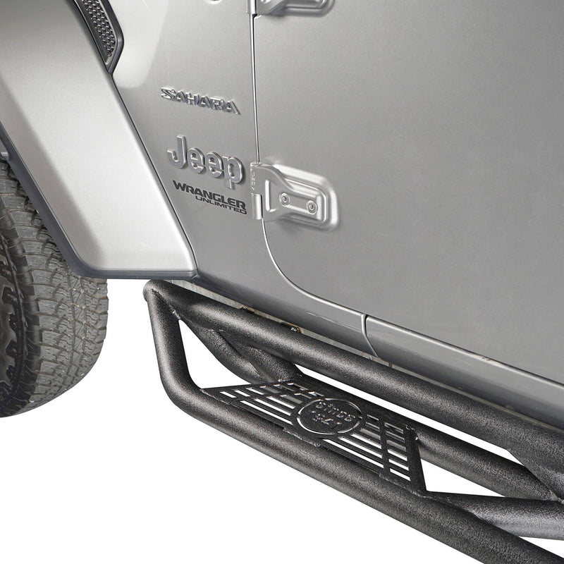 Load image into Gallery viewer, Hooke Road Tube Side Steps Running Boards w/"SINCE 1941" Logo(18-25 Jeep Wrangler JL 4 Door)