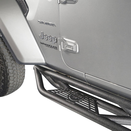 Hooke Road Tube Side Steps Running Boards w/"SINCE 1941" Logo(18-25 Jeep Wrangler JL 4 Door)