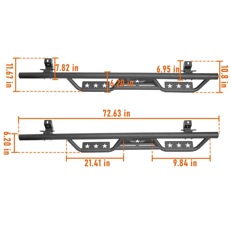 Load image into Gallery viewer, Hooke Road Side Steps Running Boards (18-25 Jeep Wrangler JL 4-Door)