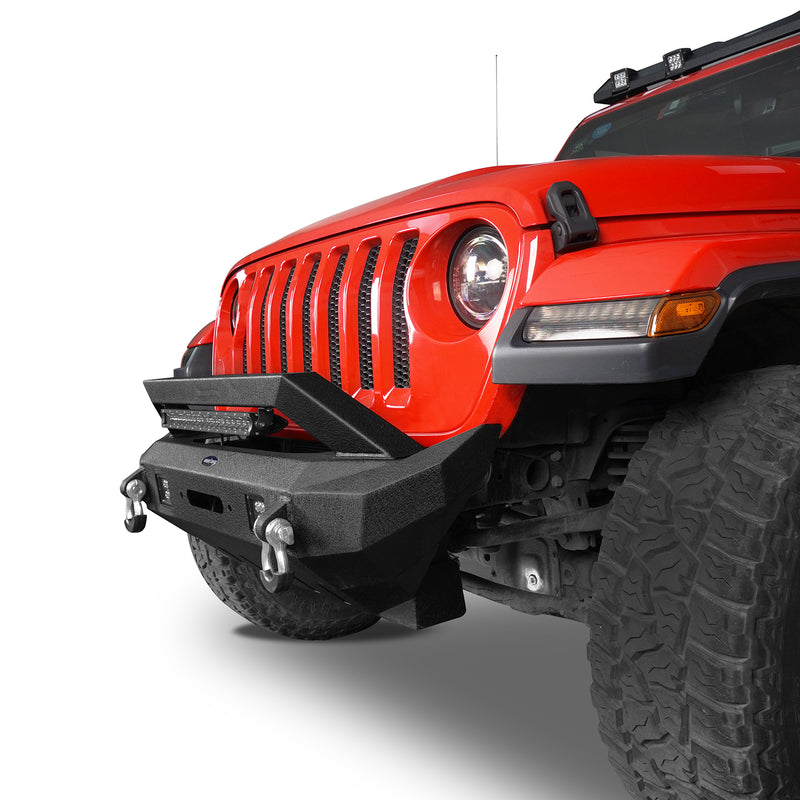 Load image into Gallery viewer, Hooke Road Jeep JL Front Bumper w/LED light Gladiator JT Stubby Front Bumper for 2018-2021 Jeep Wrangler JL and 2020-2021 Jeep Gladiator JT bxg7008 5