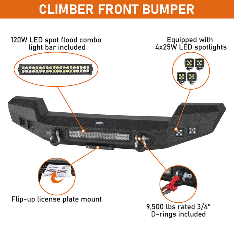 Load image into Gallery viewer, Jeep Wrangler&Gladiator Climber Full Width Front Bumper(18-23 JL & 20-23 JT) BXG.3011-S 9