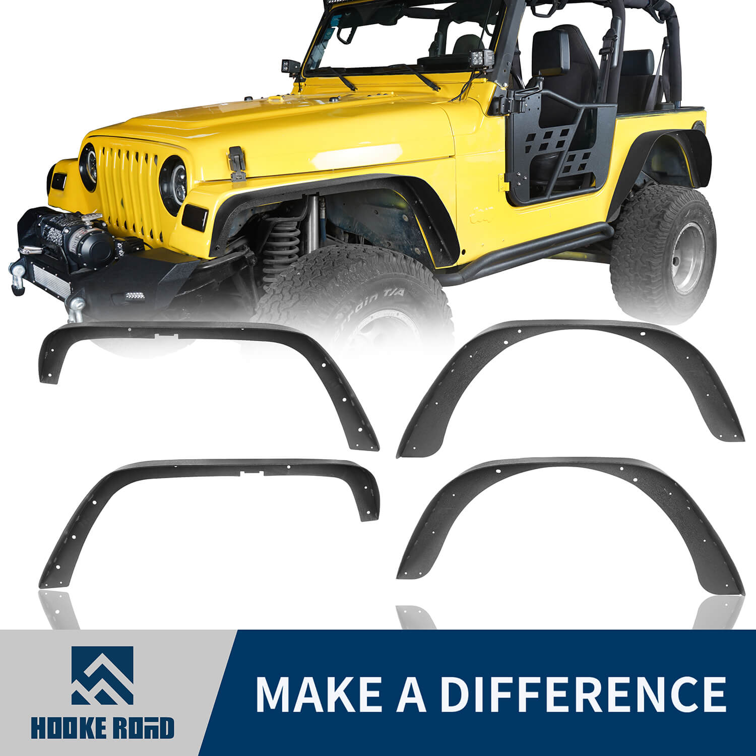 HookeRoad Jeep TJ Fender Flares for Jeep Wrangler TJ 1997-2006