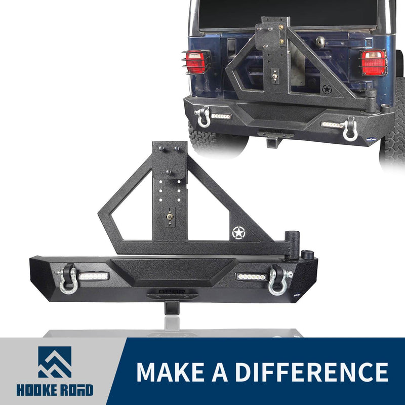 Load image into Gallery viewer, Hooke Road Jeep TJ Rear Bumper With Tire Carrier & Receiver Hitch for Jeep Wrangler TJ 1997-2006 BXG186 u-Box offroad 1