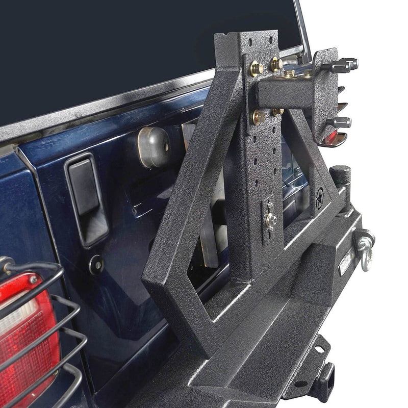 Load image into Gallery viewer, Hooke Road Jeep TJ Rear Bumper With Tire Carrier & Receiver Hitch for Jeep Wrangler TJ 1997-2006 BXG186 u-Box offroad 6