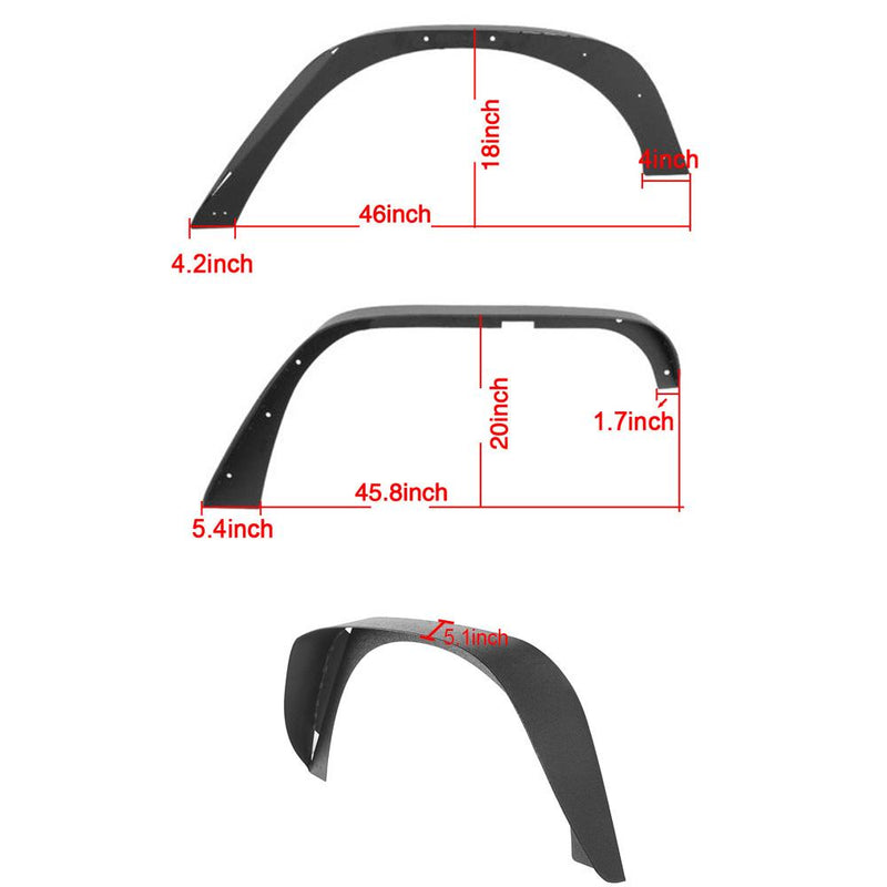 Load image into Gallery viewer, Hooke Road Jeep JK Flat Fender Flares Textured Black Steel Fender Flares for Jeep Wrangler JK 2007-2018 BXG004 Jeep JK   Fender Flares Jeep Wrangler Fender Flares Jeep Fender Flares u-Box Offroad 10