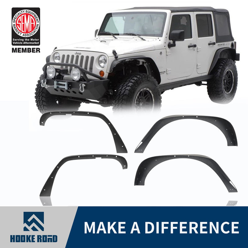Load image into Gallery viewer, Hooke Road Jeep JK Flat Fender Flares Textured Black Steel Fender Flares for Jeep Wrangler JK 2007-2018 BXG004 Jeep JK   Fender Flares Jeep Wrangler Fender Flares Jeep Fender Flares u-Box Offroad 1