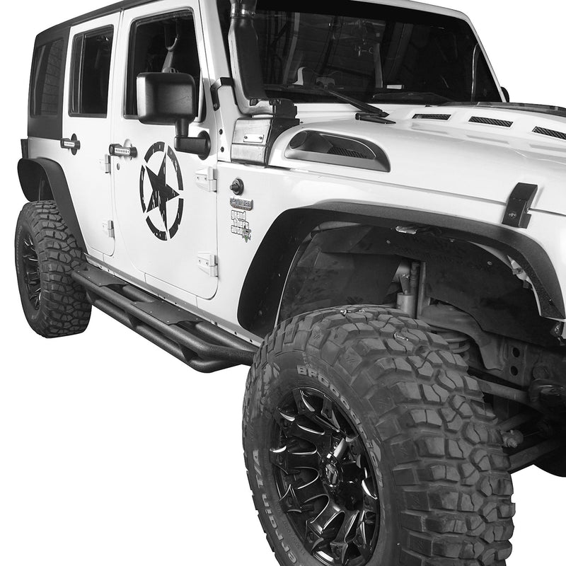 Load image into Gallery viewer, Hooke Road Jeep JK Flat Fender Flares Textured Black Steel Fender Flares for Jeep Wrangler JK 2007-2018 BXG004 Jeep JK   Fender Flares Jeep Wrangler Fender Flares Jeep Fender Flares u-Box Offroad 4