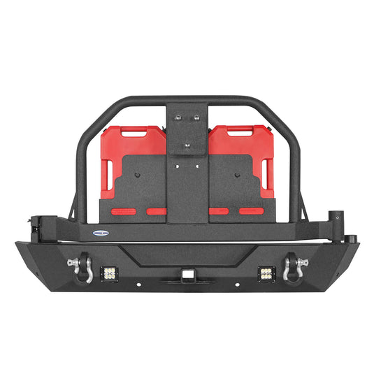 18-23 Jeep Wrangler JL Aftermarket Rear Bumper w/ 2 Gasoline Fuel Cans & Tire Carrier - Hooke Road b3041s 10