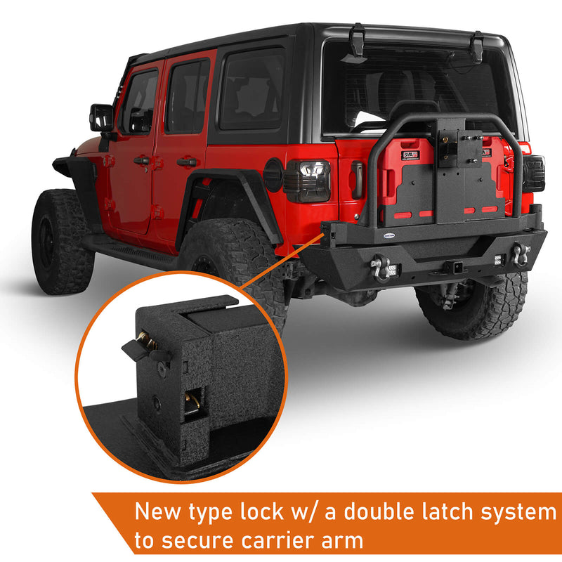 Load image into Gallery viewer, 18-23 Jeep Wrangler JL Aftermarket Rear Bumper w/ 2 Gasoline Fuel Cans & Tire Carrier - Hooke Road b3041s 8