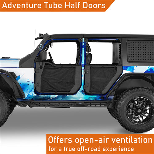 Load image into Gallery viewer, 18-23 Jeep Wrangler JL & Gladiator JT Tube Half Front & Rear Doors w/ Black Shade Skins - Hooke Road b3042s 11