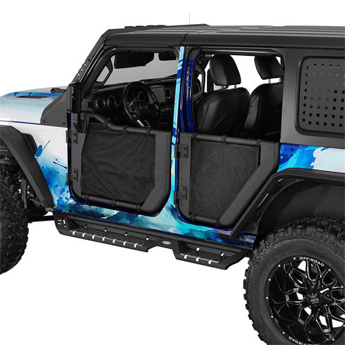 18-23 Jeep Wrangler JL & Gladiator JT Tube Half Front & Rear Doors w/ Black Shade Skins - Hooke Road b3042s 4