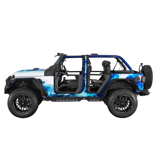 Load image into Gallery viewer, 18-23 Jeep Wrangler JL & Gladiator JT Tube Half Front & Rear Doors w/ Black Shade Skins - Hooke Road b3042s 5