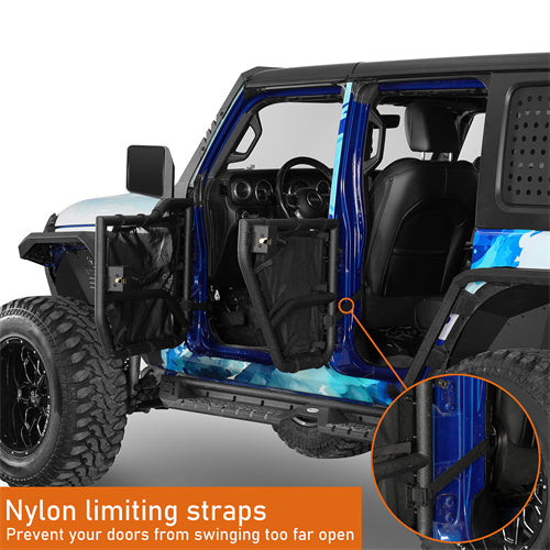 Load image into Gallery viewer, 18-23 Jeep Wrangler JL & Gladiator JT Tube Half Front & Rear Doors w/ Black Shade Skins - Hooke Road b3042s 6