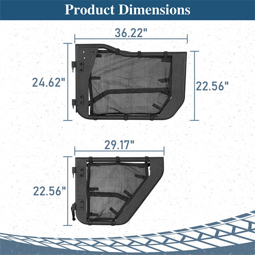 Load image into Gallery viewer, 18-23 Jeep Wrangler JL & Gladiator JT Tube Half Front & Rear Doors w/ Black Shade Skins - Hooke Road b3042s 7