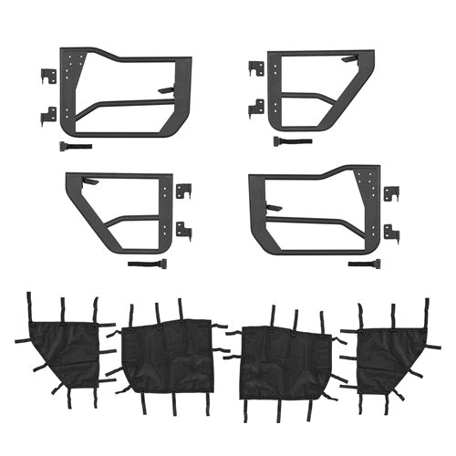 Load image into Gallery viewer, 18-23 Jeep Wrangler JL & Gladiator JT Tube Half Front & Rear Doors w/ Black Shade Skins - Hooke Road b3042s 8