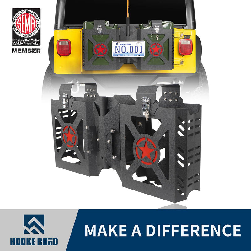 Load image into Gallery viewer, Hooke Road Double Jerry Gas Can Holder Tailgate Mount(97-06 Jeep Wrangler TJ)