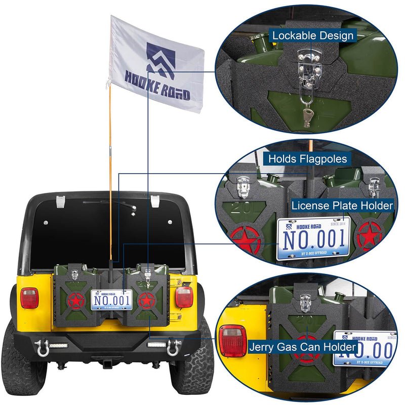 Load image into Gallery viewer, Hooke Road Double Jerry Gas Can Holder Tailgate Mount(97-06 Jeep Wrangler TJ)