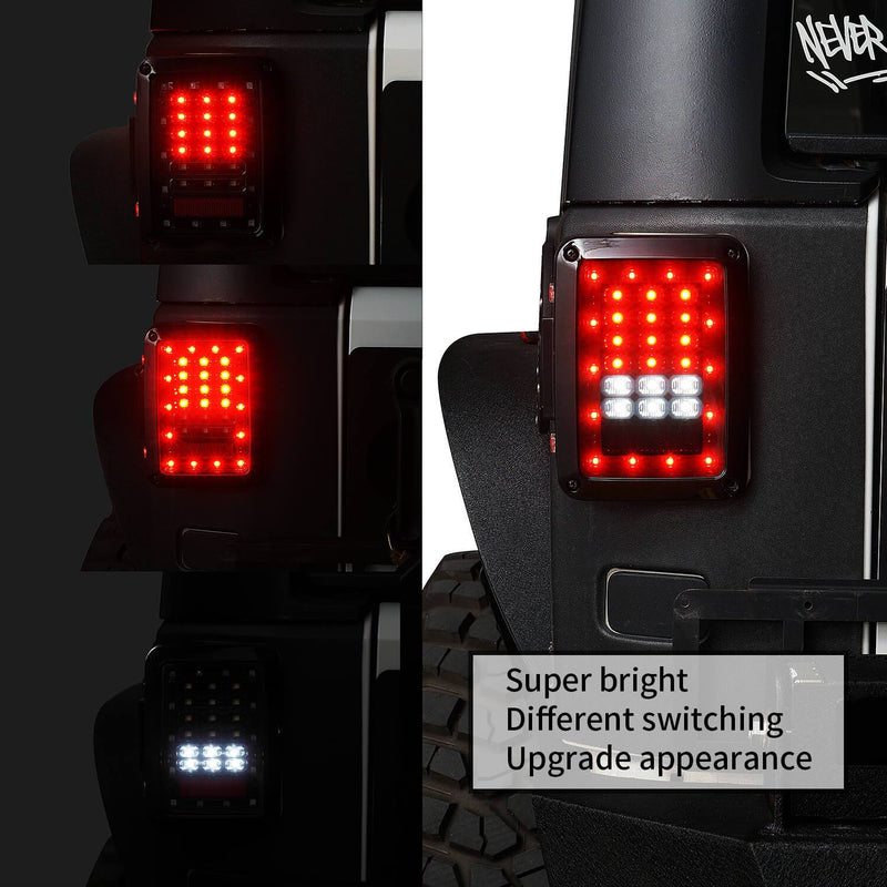 Load image into Gallery viewer, Hooke Road Opar LED Clear Tail Light Assembles Replacement Brake Light Rear Turn Signal Lights for 2007-2018 Jeep Wrangler JK JKU u-Box offroad 3