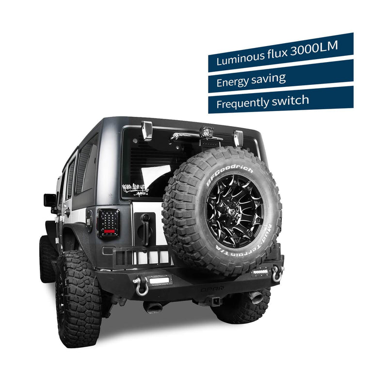 Load image into Gallery viewer, Hooke Road Opar LED Clear Tail Light Assembles Replacement Brake Light Rear Turn Signal Lights for 2007-2018 Jeep Wrangler JK JKU u-Box offroad 4