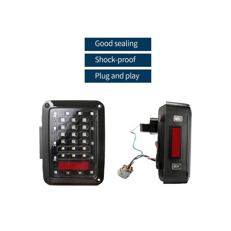 Load image into Gallery viewer, Hooke Road Opar LED Clear Tail Light Assembles Replacement Brake Light Rear Turn Signal Lights for 2007-2018 Jeep Wrangler JK JKU u-Box offroad 6