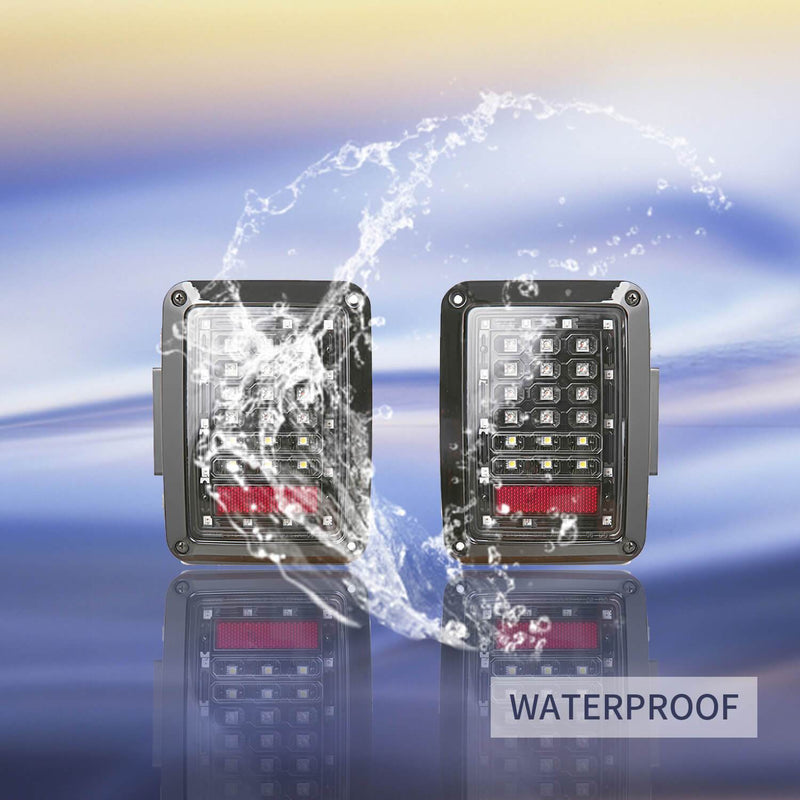 Load image into Gallery viewer, Hooke Road Opar LED Clear Tail Light Assembles Replacement Brake Light Rear Turn Signal Lights for 2007-2018 Jeep Wrangler JK JKU u-Box offroad 7