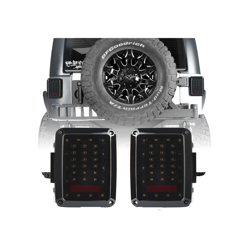 Load image into Gallery viewer, Hooke Road Opar LED Tail Light Assembly Replacement Brake Light Rear Turn Signal Lights for 2007-2018 Jeep Wrangler JK JKU u-Box offroad 2