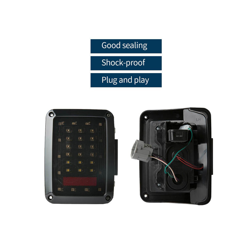 Load image into Gallery viewer, Hooke Road Opar LED Tail Light Assembly Replacement Brake Light Rear Turn Signal Lights for 2007-2018 Jeep Wrangler JK JKU u-Box offroad 7