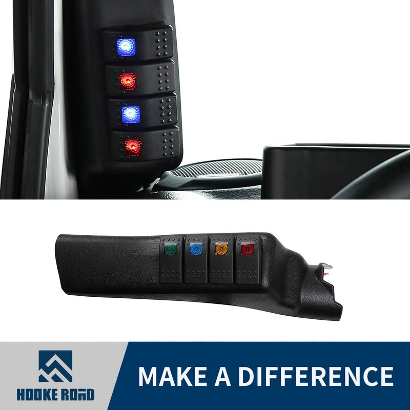Load image into Gallery viewer, Hooke Road Opar Wrangler JK Left Side Pillar Switch Pod Plug with 4-Switch for 2007-2018 Wrangler JK mmr058 Jeep Wrangler Interior u-Box offroad 1