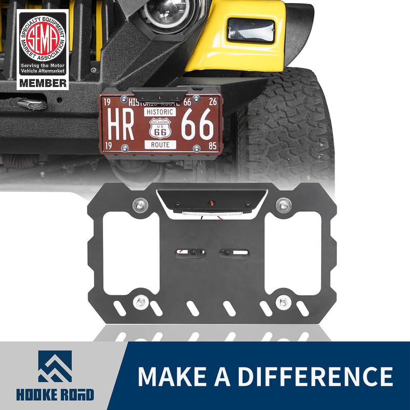 Load image into Gallery viewer, Hooke Road License Plate Frame with Light for Jeep Wrangler CJ YJ TJ JK JL 1955-2019 MMR1804 Front License Plate Mount 1