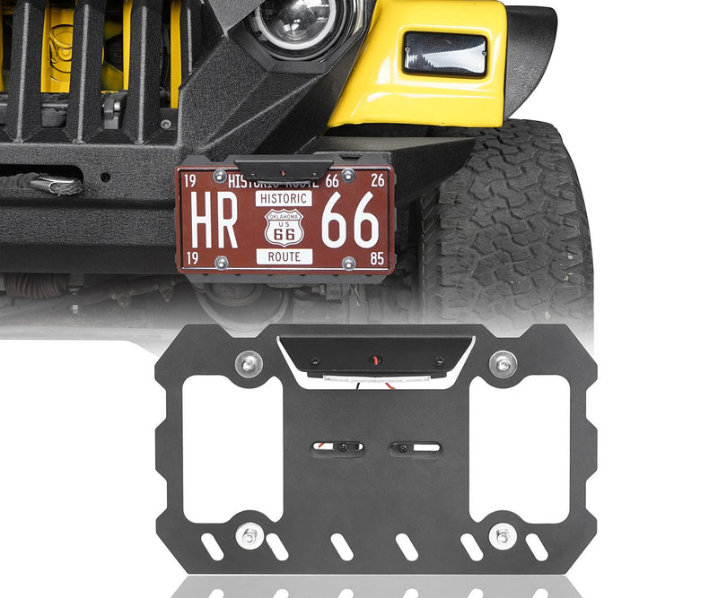 Load image into Gallery viewer, Hooke Road License Plate Frame with Light for Jeep Wrangler CJ YJ TJ JK JL 1955-2019 MMR1804 Front License Plate Mount 2