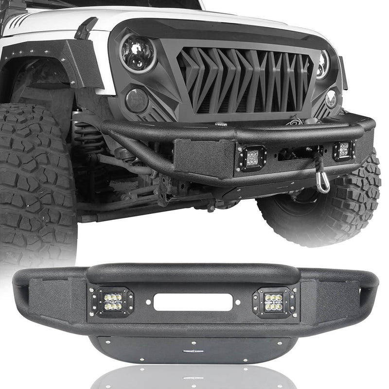 Load image into Gallery viewer, Hooke Road Opar Lotus Tubular Front Bumper & Different Trail Rear Bumper w/Tire Carrier Combo Kit for 2007-2018 Jeep Wrangler JK JKU BXG132114 u-Box offroad 4