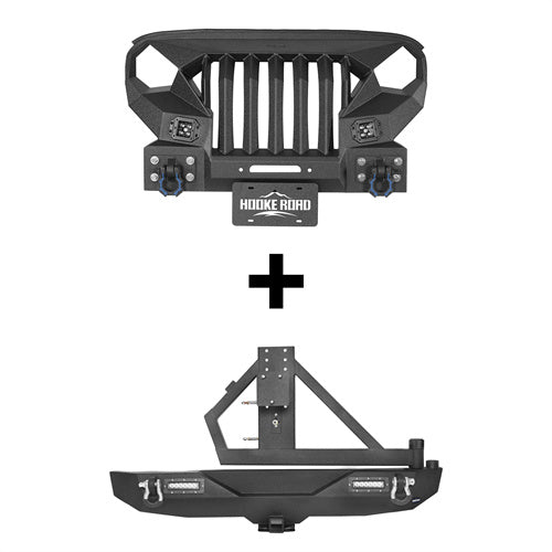 Load image into Gallery viewer, Hooke Road Mad Max Front Bumper & Rear Bumper w/Tire Carrier(07-18 Jeep Wrangler JK)