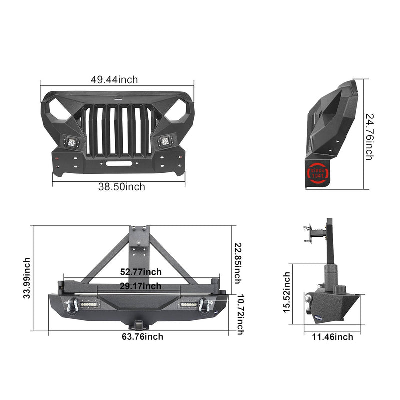 Load image into Gallery viewer, Hooke Road Mad Max Front Bumper & Rear Bumper w/Tire Carrier(18-25 Jeep Wrangler JL)