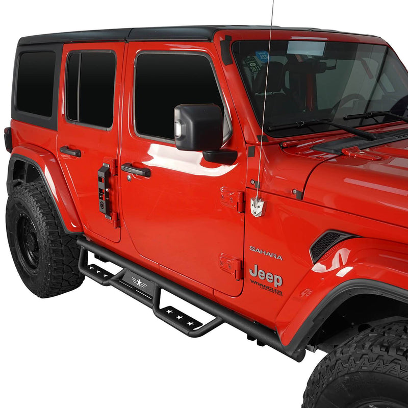 Load image into Gallery viewer, Hooke Road Mad Max Front Bumper with Grill & Side Steps(18-25 Jeep Wrangler JL 4-Door)