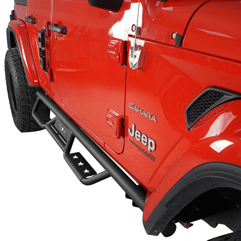 Load image into Gallery viewer, Hooke Road Mad Max Front Bumper with Grill & Side Steps(18-25 Jeep Wrangler JL 4-Door)