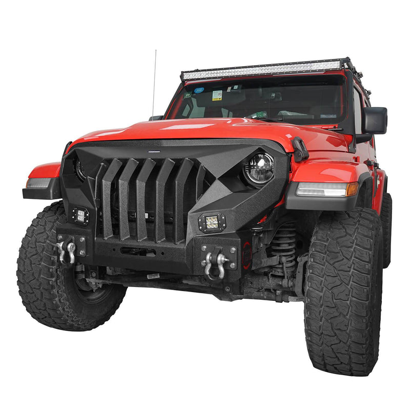 Load image into Gallery viewer, Hooke Road Mad Max Front Bumper with Grill & Side Steps(18-25 Jeep Wrangler JL 4-Door)