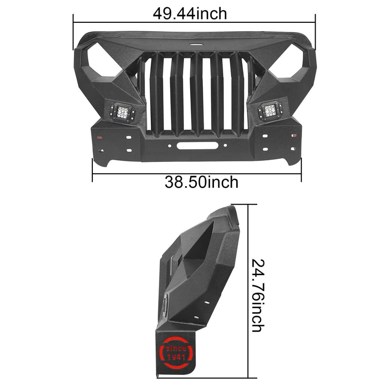 Load image into Gallery viewer, Hooke Road Mad Max Front Bumper with Grill & Side Steps(18-25 Jeep Wrangler JL 4-Door)