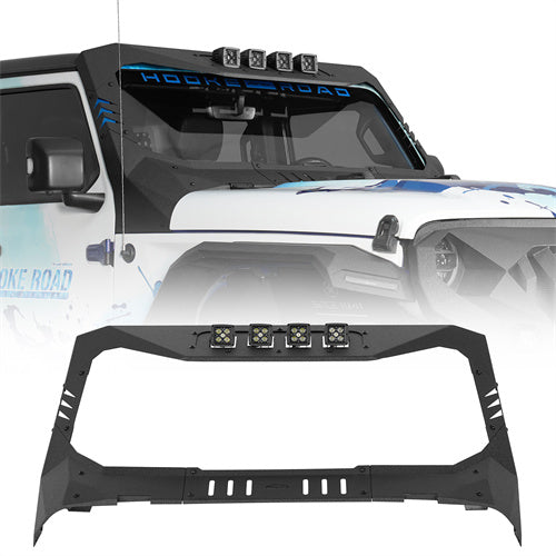 Load image into Gallery viewer, Jeep JL Mad Max Windshield Frame Cover Amor Set Windshield Frame Cover Visor Cowl w/ 4 LED Lights Insert for2018-2021 Jeep Wrangler JL BXG3024 2