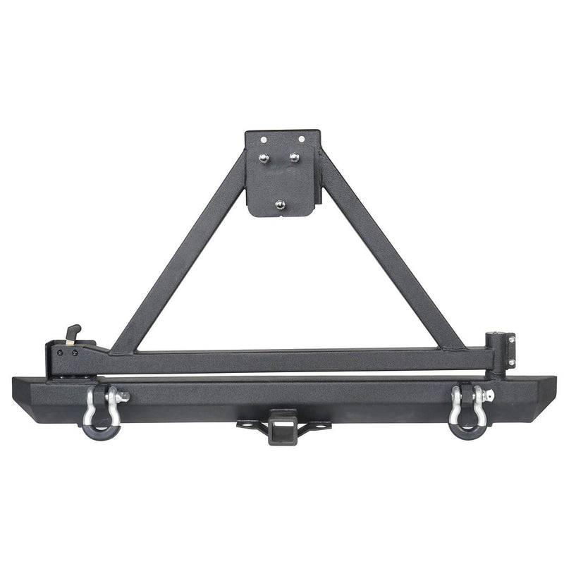 Load image into Gallery viewer, Hooke Road Opar Matte Black Rear Bumper w/Tire Carrier & 2 Inch Receiver Hitches for 1997-2006 Jeep Wrangler TJ BXG281 u-Box offroad 8