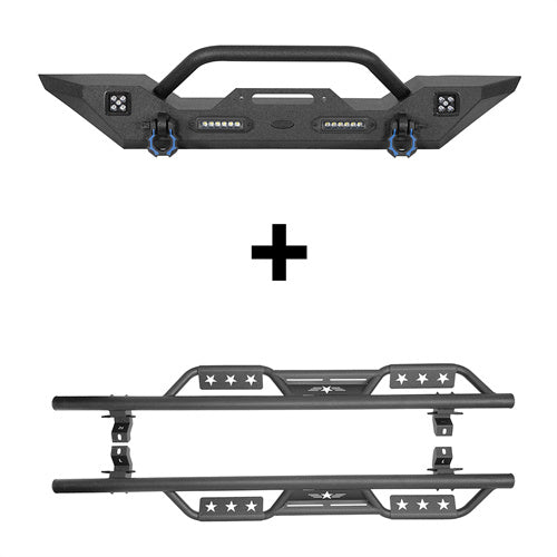 Hooke Road Mid Width Front Bumper & Side Steps(18-25 Jeep Wrangler JL 4-Door)