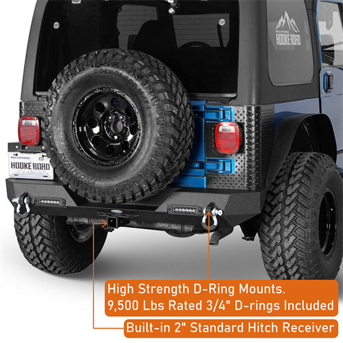 Load image into Gallery viewer, Hooke Road Different Trail Rear Bumper w/2 Inch Hitch Receiver for Jeep Wrangler TJ YJ 1987-2006 BXG120 u-Box offroad 11