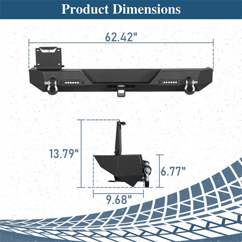 Load image into Gallery viewer, Hooke Road Different Trail Rear Bumper w/2 Inch Hitch Receiver for Jeep Wrangler TJ YJ 1987-2006 BXG120 u-Box offroad 9