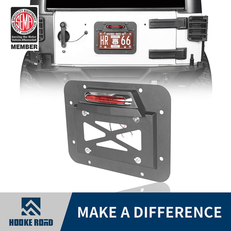 Load image into Gallery viewer, Hooke Road Rear License Plate Bracket with Light for Jeep Wrangler JK 2007-2018 MMR1805 Jeep Rear License Plate Bracket 1