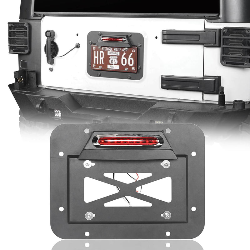 Load image into Gallery viewer, Hooke Road Rear License Plate Bracket with Light for Jeep Wrangler JK 2007-2018 MMR1805 Jeep Rear License Plate Bracket 2
